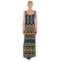 Boho Brown Blue Thigh Split Maxi Dress View2