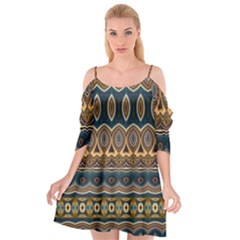 Boho Brown Blue Cutout Spaghetti Strap Chiffon Dress by SpinnyChairDesigns