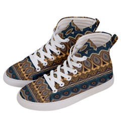 Boho Brown Blue Women s Hi-top Skate Sneakers by SpinnyChairDesigns