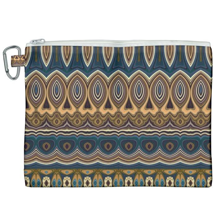 Boho Brown Blue Canvas Cosmetic Bag (XXL)