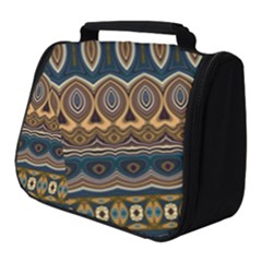 Boho Brown Blue Full Print Travel Pouch (small) by SpinnyChairDesigns