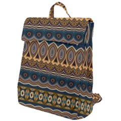 Boho Brown Blue Flap Top Backpack by SpinnyChairDesigns