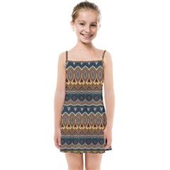 Boho Brown Blue Kids  Summer Sun Dress by SpinnyChairDesigns