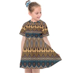 Boho Brown Blue Kids  Sailor Dress by SpinnyChairDesigns