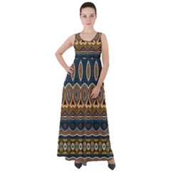 Boho Brown Blue Empire Waist Velour Maxi Dress by SpinnyChairDesigns