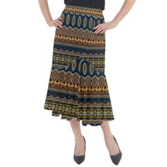 Boho Brown Blue Midi Mermaid Skirt by SpinnyChairDesigns