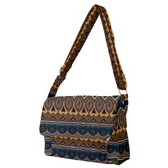 Boho Brown Blue Full Print Messenger Bag (m) by SpinnyChairDesigns