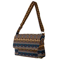 Boho Brown Blue Full Print Messenger Bag (l) by SpinnyChairDesigns