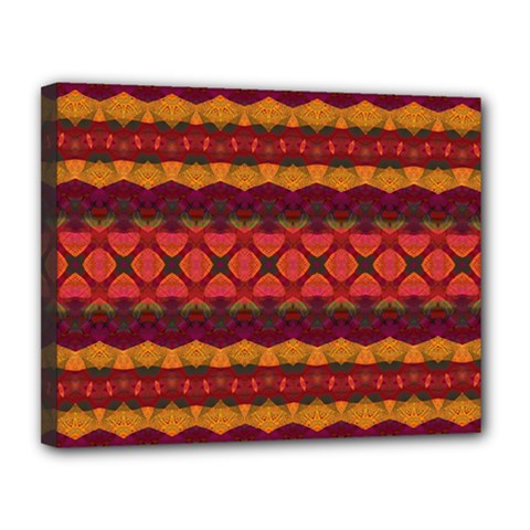 Boho Red Gold Canvas 14  X 11  (stretched) by SpinnyChairDesigns