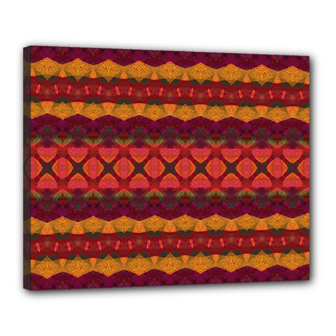 Boho Red Gold Canvas 20  X 16  (stretched) by SpinnyChairDesigns