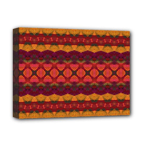 Boho Red Gold Deluxe Canvas 16  X 12  (stretched)  by SpinnyChairDesigns