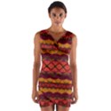 Boho Red Gold Wrap Front Bodycon Dress View1