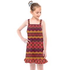 Boho Red Gold Kids  Overall Dress by SpinnyChairDesigns