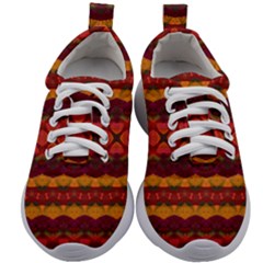 Boho Red Gold Kids Athletic Shoes by SpinnyChairDesigns