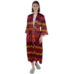 Boho Red Gold Maxi Satin Kimono by SpinnyChairDesigns