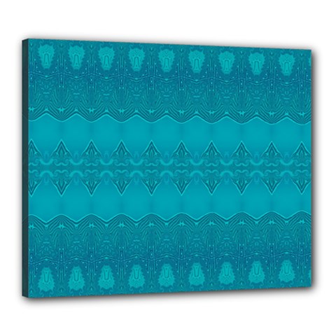 Boho Teal Pattern Canvas 24  X 20  (stretched) by SpinnyChairDesigns