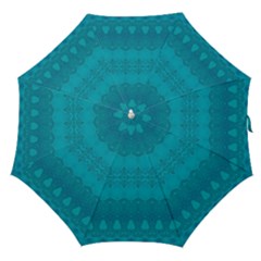 Boho Teal Pattern Straight Umbrellas by SpinnyChairDesigns