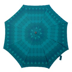 Boho Teal Pattern Hook Handle Umbrellas (small) by SpinnyChairDesigns