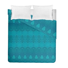 Boho Teal Pattern Duvet Cover Double Side (full/ Double Size) by SpinnyChairDesigns