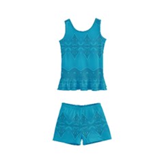 Boho Teal Pattern Kids  Boyleg Swimsuit