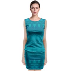 Boho Teal Pattern Sleeveless Velvet Midi Dress by SpinnyChairDesigns