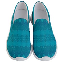 Boho Teal Pattern Men s Lightweight Slip Ons by SpinnyChairDesigns