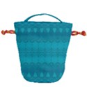 Boho Teal Pattern Drawstring Bucket Bag View1