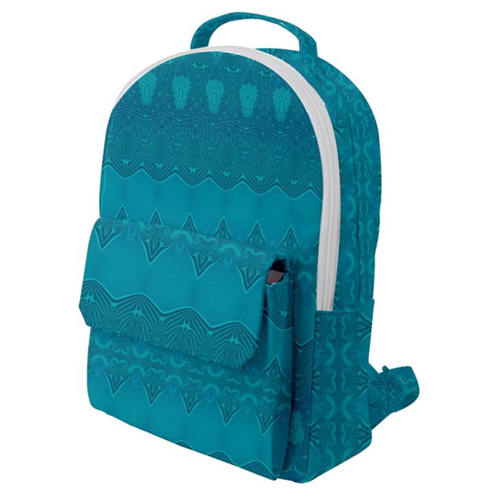 Boho Teal Pattern Flap Pocket Backpack (Small)