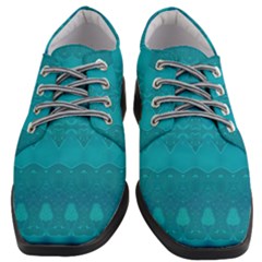 Boho Teal Pattern Women Heeled Oxford Shoes by SpinnyChairDesigns