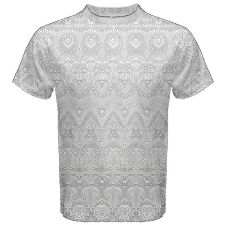 Boho White Wedding Lace Pattern Men s Cotton Tee