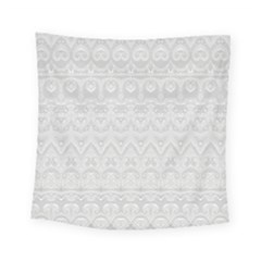 Boho White Wedding Lace Pattern Square Tapestry (small) by SpinnyChairDesigns