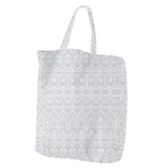 Boho White Wedding Lace Pattern Giant Grocery Tote by SpinnyChairDesigns