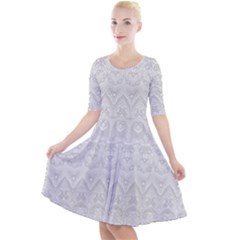 Boho White Wedding Lace Pattern Quarter Sleeve A-line Dress by SpinnyChairDesigns