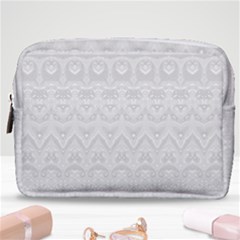 Boho White Wedding Lace Pattern Make Up Pouch (medium) by SpinnyChairDesigns