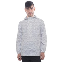 Boho White Wedding Lace Pattern Men s Front Pocket Pullover Windbreaker