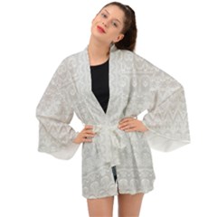 Boho White Wedding Lace Pattern Long Sleeve Kimono by SpinnyChairDesigns