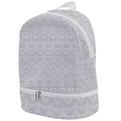 Boho White Wedding Lace Pattern Zip Bottom Backpack by SpinnyChairDesigns