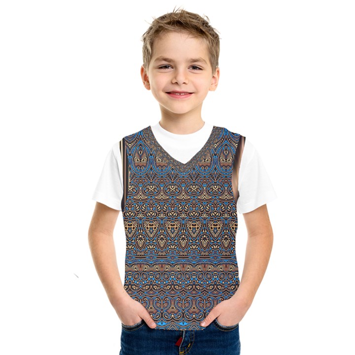 Boho Blue Gold Pattern Kids  SportsWear