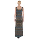 Boho Blue Gold Pattern Thigh Split Maxi Dress View2