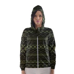 Boho Sage Green Black Women s Hooded Windbreaker by SpinnyChairDesigns