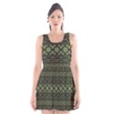 Boho Sage Green Black Scoop Neck Skater Dress View1