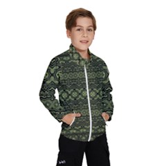 Boho Sage Green Black Kids  Windbreaker by SpinnyChairDesigns