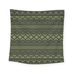 Boho Sage Green Black Square Tapestry (small) by SpinnyChairDesigns