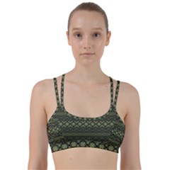 Boho Sage Green Black Line Them Up Sports Bra by SpinnyChairDesigns