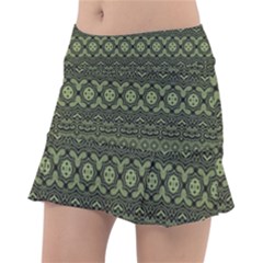 Boho Sage Green Black Tennis Skorts by SpinnyChairDesigns