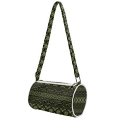 Boho Sage Green Black Mini Cylinder Bag by SpinnyChairDesigns