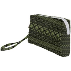 Boho Sage Green Black Wristlet Pouch Bag (small) by SpinnyChairDesigns