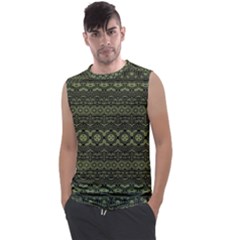 Boho Sage Green Black Men s Regular Tank Top by SpinnyChairDesigns