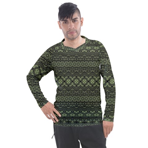 Boho Sage Green Black Men s Pique Long Sleeve Tee by SpinnyChairDesigns