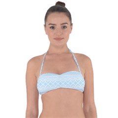 Boho Baby Blue Pattern Halter Bandeau Bikini Top by SpinnyChairDesigns